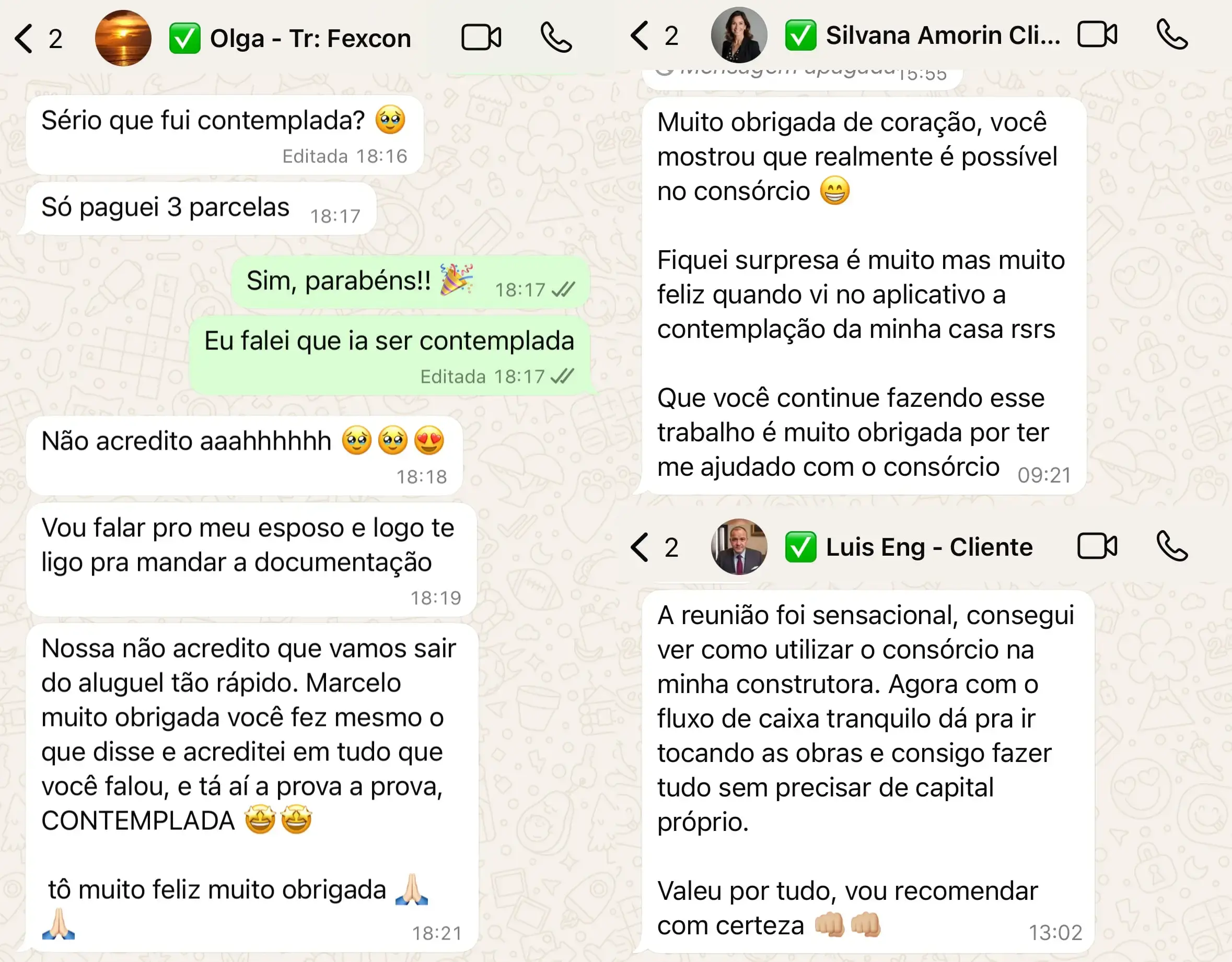 Depoimentos de pessoas que conseguiram seus bens com a Fexcon