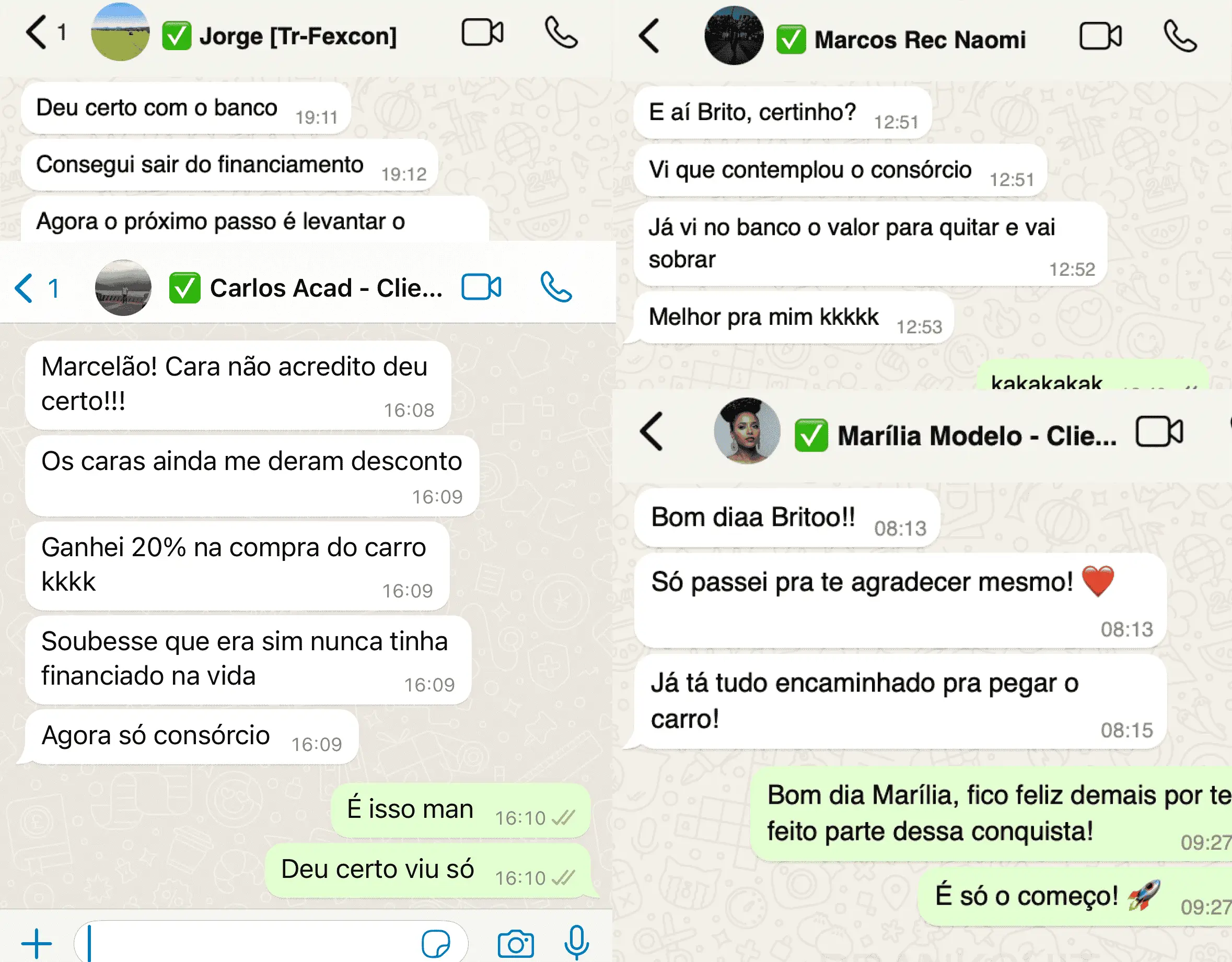 Depoimentos de pessoas que conseguiram seus objetivos com a Fexcon